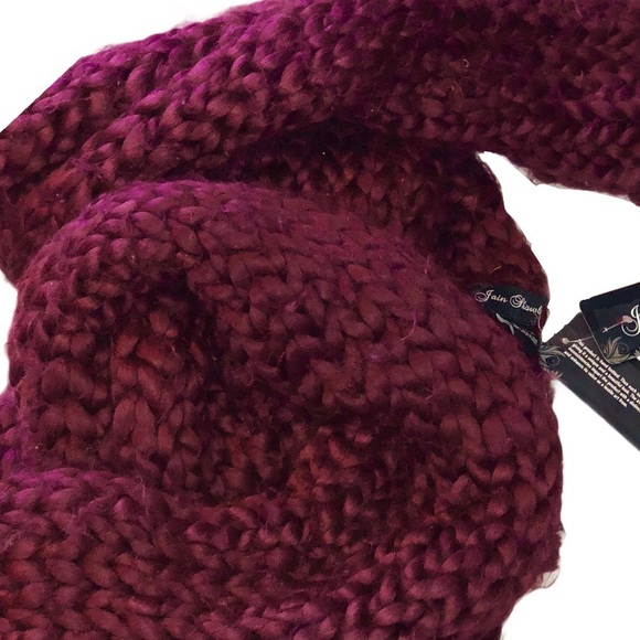 🔥 FINAL DROP! NWT - Jain Shawls Burgundy Handmade Chunky Scarf - Picture 3 of 5